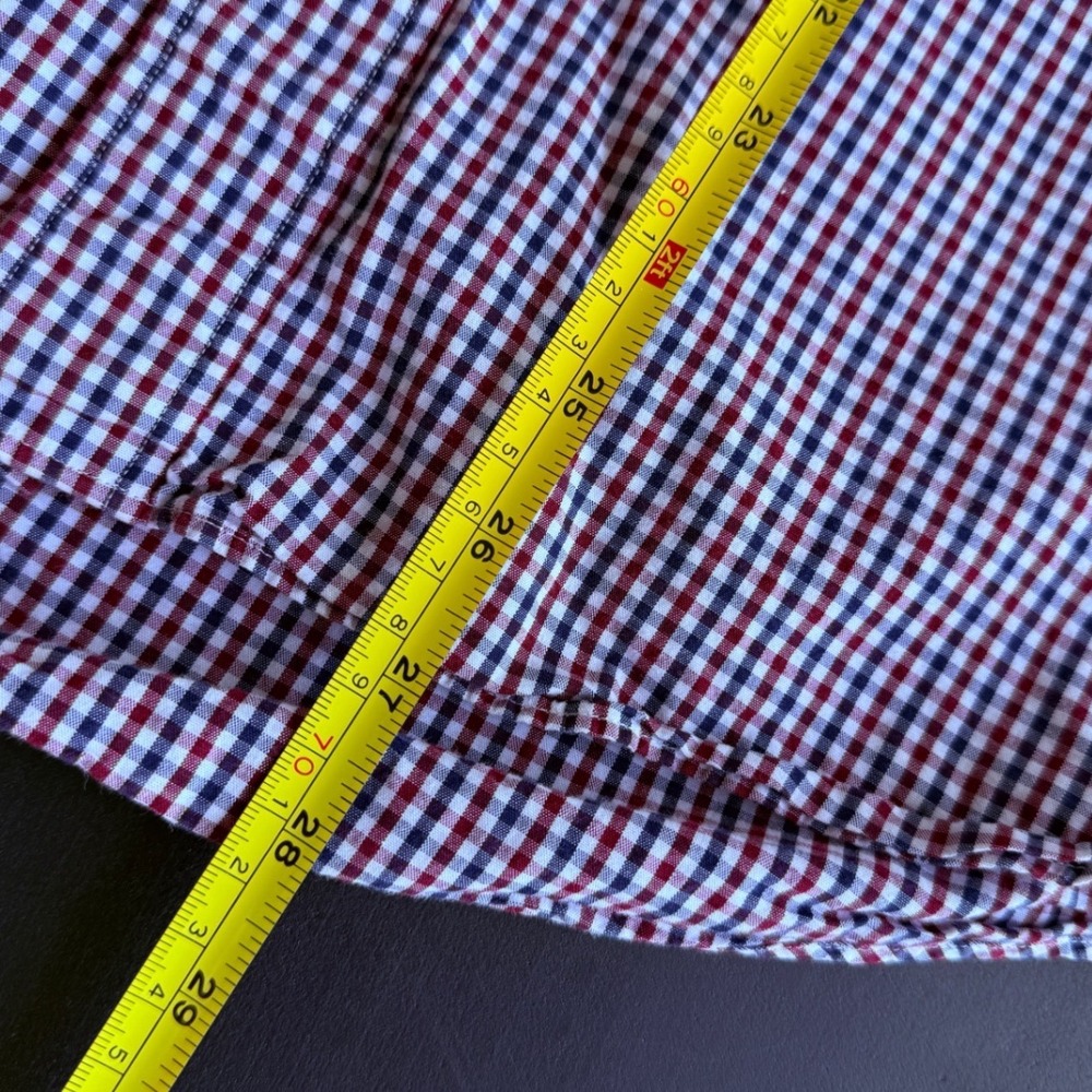 Nautica Mens Large Red Blue Gingham Plaid Long Sleeve Button Down Shirt 0453 - Picture 5 of 8